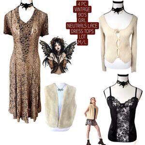 90'S VTG. 4 PC. WHIMSYGOTH COTTAGE DRESS TOP‎ BUNDLE M/L